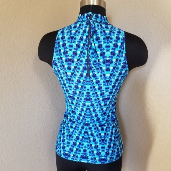 Athleta Tankini High Neck Swim Blue White Size XXS - Picture 3 of 6